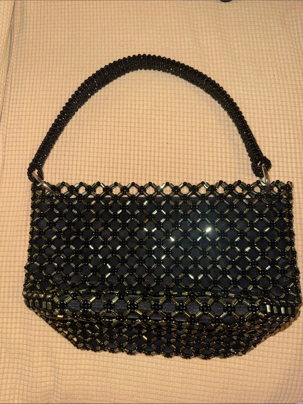 Beaded Black Evening Shoulder Bag